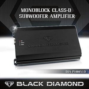 Black Diamond DIA-P1000X1D Car Audio Amplifier Class D 1-Channel Monoblock Amp 1000 Watts Rms Remote Level Control Included