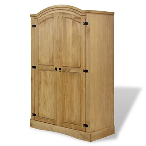 vidaXL Wardrobe Mexican Pine Corona Range w/ 2 Doors Organizer Closet Cabinet