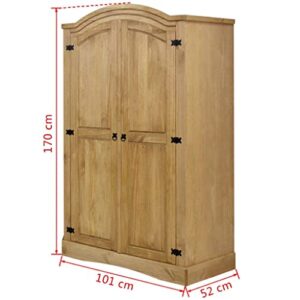 vidaXL Wardrobe Mexican Pine Corona Range w/ 2 Doors Organizer Closet Cabinet