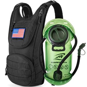 sharkmouth tactical hydration backpack, with 2l water bladder, military pack fit for hiking cycling running camping