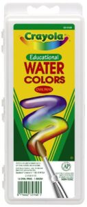 crayola watercolor paint set, 16 washable paint colors, 1 paint brush, art tools for kids, assorted (53-0160)