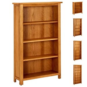 vidaXL Solid Oak Wood 6-Tier Bookcase Book Shelves Cabinets Display Shelf Display Unit Living Room Easy to Assemble Durable Sturdy Brown
