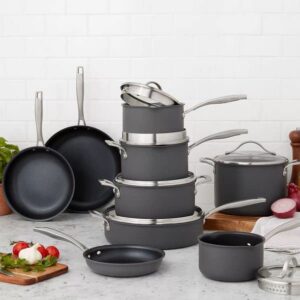 member”s mark members mark 15 piece hard anodized aluminum cookware set with 7-piece kitchen tools set