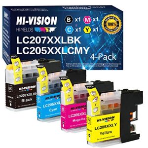 hi-vision compatible lc205 lc207 xxl super high yield black,cyan,yellow,magenta ink cartridges replacement for mfcj4320dw,j4420dw,j4620dw color printer lc207bk,lc205c,lc205y,lc205m 4pks