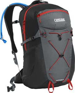 camelbak fourteener 26 hiking hydration pack – hike backpack – 100 oz, graphite/red poppy