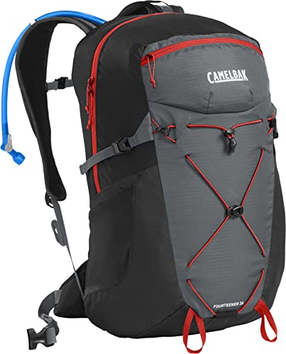 CamelBak Fourteener 26 Hiking Hydration Pack - Hike Backpack - 100 oz, Graphite/Red Poppy