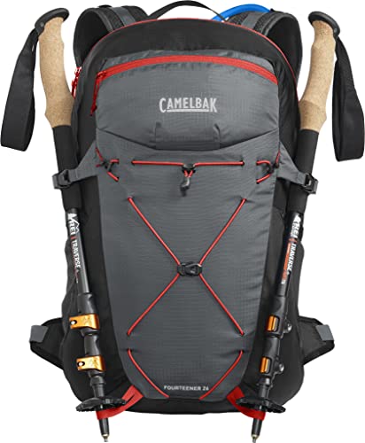 CamelBak Fourteener 26 Hiking Hydration Pack - Hike Backpack - 100 oz, Graphite/Red Poppy