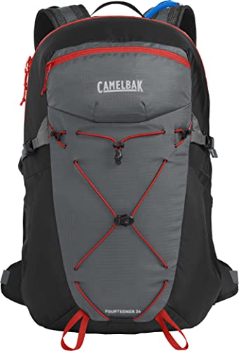 CamelBak Fourteener 26 Hiking Hydration Pack - Hike Backpack - 100 oz, Graphite/Red Poppy