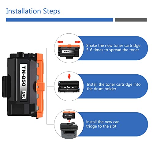 EDH Compatible TN850 TN-850 Toner Cartridge Replacement for Brother High Yield Compatible with DCP-L5600DN MFC-L6750DW L5700DW L5800DW L6800DW HL-L5200DW/DWT L6250DW L5100DN Printer (2 Pack,Black)