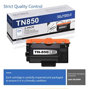 EDH Compatible TN850 TN-850 Toner Cartridge Replacement for Brother High Yield Compatible with DCP-L5600DN MFC-L6750DW L5700DW L5800DW L6800DW HL-L5200DW/DWT L6250DW L5100DN Printer (2 Pack,Black)