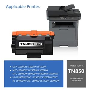 EDH Compatible TN850 TN-850 Toner Cartridge Replacement for Brother High Yield Compatible with DCP-L5600DN MFC-L6750DW L5700DW L5800DW L6800DW HL-L5200DW/DWT L6250DW L5100DN Printer (2 Pack,Black)