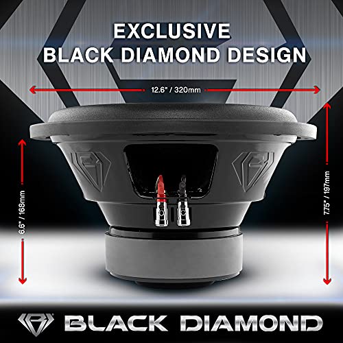 BLACK DIAMOND DIA-R12D2 12 Inch Car Audio Subwoofer 1200 Watts Dual Voice Coil 2+2 Ohms (1 Speaker)