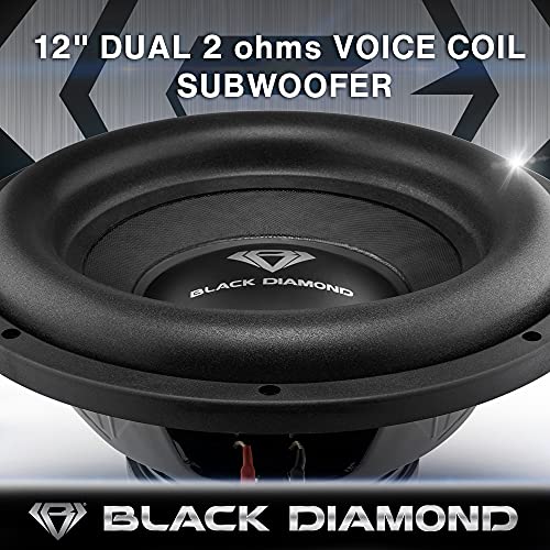 BLACK DIAMOND DIA-R12D2 12 Inch Car Audio Subwoofer 1200 Watts Dual Voice Coil 2+2 Ohms (1 Speaker)