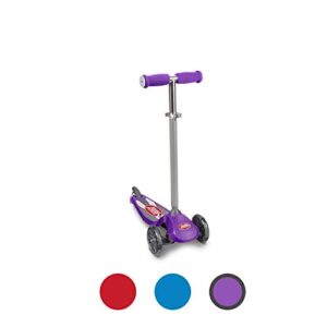 radio flyer lean ‘n glide scooter with light up wheels, kids scooter, purple kick scooter, for ages 3+ years