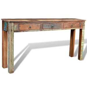 vidaxl console table with 3 drawers reclaimed wood