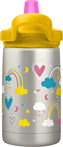 CamelBak Eddy+ Kids 12 oz Bottle, Insulated Stainless Steel with Straw Cap - Leak Proof When Closed, Rainbow Love