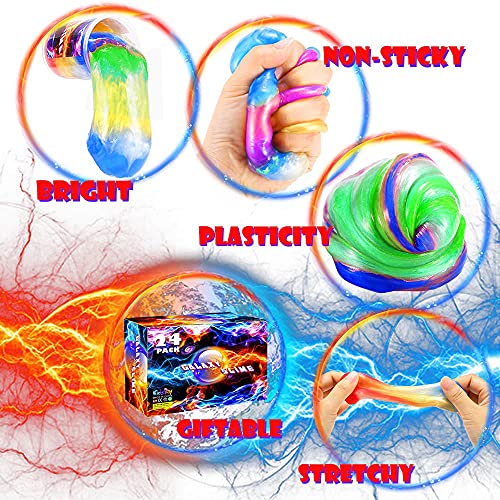 Galaxy Slime 24 Pack, Slime Party Favors for Girls Boys, Unicorn Color Slime Pack for Kids Goodie Bag Stuffers- Pretty Soft, Stretchy & Non Sticky Slime Kit for Girls Boys Ages 5 6 7 8 12