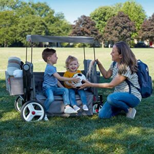 Radio Flyer Odyssey Stroll 'N Wagon, Grey Push Wagon with Canopy and Bag, 1+ Years