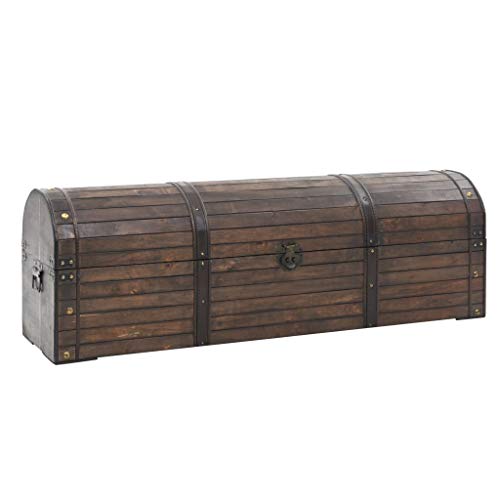 vidaXL Storage Chest Solid Wood,Vintage Style,Treasure Chest Box Decorative Storage Chest Box with Lock,Handcrafted Decorative Boxes with Lids for Home Decor,Wood Box with Lid,47.2"x15.7"x19.6"