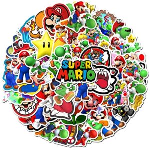 Super Mario Cartoon Waterproof Laptop Stickers Waterproof Water Bottles Skateboard Snowboard Car Bicycle Luggage Decal 50pcs Pack (Super Mario Bros)