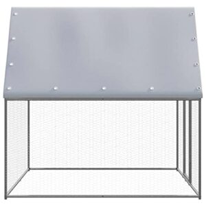 vidaXL Outdoor Chicken Cage Pet Supply Small Animal Habitat Cage Water-resistant Roof Hen House Chicken Run Coop 9.8'x39.4' Galvanized Steel