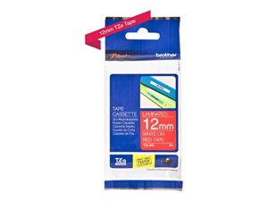 brother tze-435 labelling tape cassette, white on red, 12 mm (w) x 8 m (l), laminated, brother genuine supplies