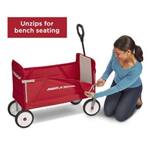 Radio Flyer 3-in-1 EZ Folding Wagon Ride On For Kids, Garden, & Cargo, Red Collapsible Wagon