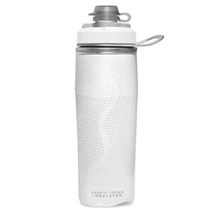 camelbak peak fitness chill insulated gym water bottle – squeeze bottle – 17oz, white/silver