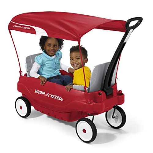 Radio Flyer, Deluxe Family Wagon with Canopy, Plastic Red Wagon, for Ages 1.5+