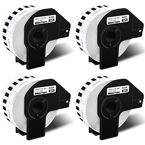 GREENCYCLE DK2210 Continuous Length White Paper Labels 1.1" x 100 ft (29 mm x 30.4 M) Compatible for Brother QL-1050 QL-1050N QL-1060N QL-1100 QL-1110NWB, 4 Rolls with Cartridge Frames