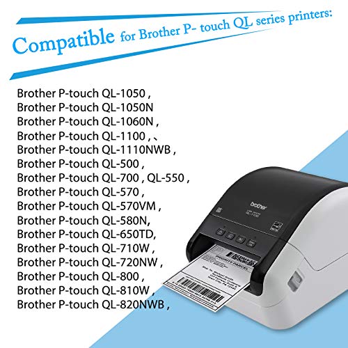 GREENCYCLE DK2210 Continuous Length White Paper Labels 1.1" x 100 ft (29 mm x 30.4 M) Compatible for Brother QL-1050 QL-1050N QL-1060N QL-1100 QL-1110NWB, 4 Rolls with Cartridge Frames