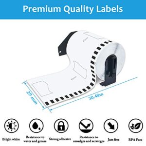 GREENCYCLE DK2210 Continuous Length White Paper Labels 1.1" x 100 ft (29 mm x 30.4 M) Compatible for Brother QL-1050 QL-1050N QL-1060N QL-1100 QL-1110NWB, 4 Rolls with Cartridge Frames