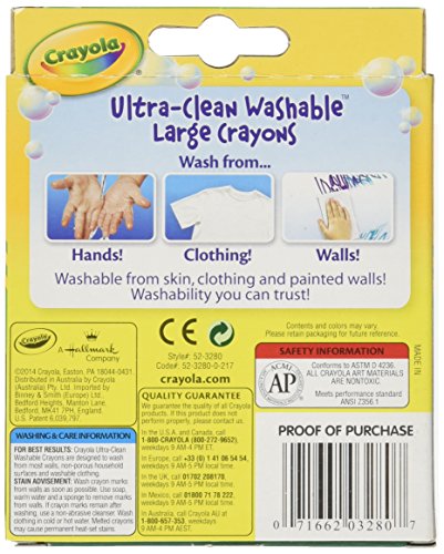 Crayola 8 Count Ultra Clean Washable Large Crayons Color Max (Pack of 3)