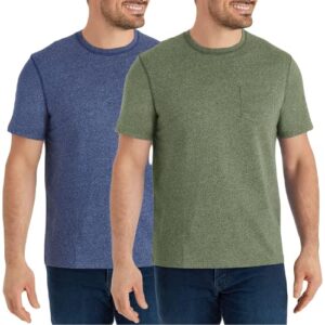 Member's Mark Men's 2-Pack Soft Wash Crewneck T-Shirt (XL, Blue/Green Solid)
