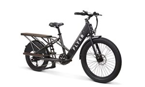 radio flyer flyer, longtail electric bike, black ebike, 48v 500w controller, 220 lbs max weight capacity, for ages 16 years +