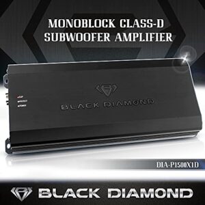 BLACK DIAMOND Monoblock 1500W Amp and 2 12" 4+4 Ohm Subwoofer Combo