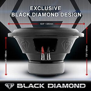 BLACK DIAMOND Monoblock 1500W Amp and 2 12" 4+4 Ohm Subwoofer Combo