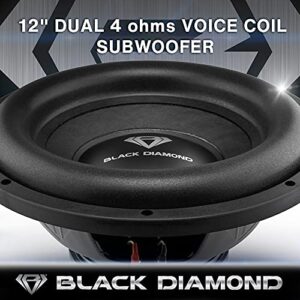 BLACK DIAMOND Monoblock 1500W Amp and 2 12" 4+4 Ohm Subwoofer Combo