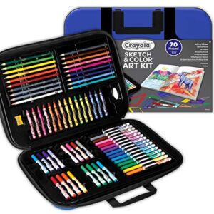 crayola sketch & color (70pcs), art kit for kids, includes coloring kit, art case & sketch book, gifts for kids ages 8+