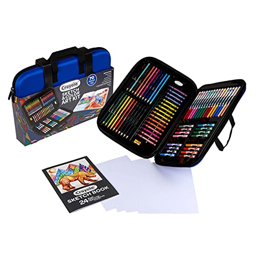 Crayola Sketch & Color (70pcs), Art Kit for Kids, Includes Coloring Kit, Art Case & Sketch Book, Gifts for Kids Ages 8+