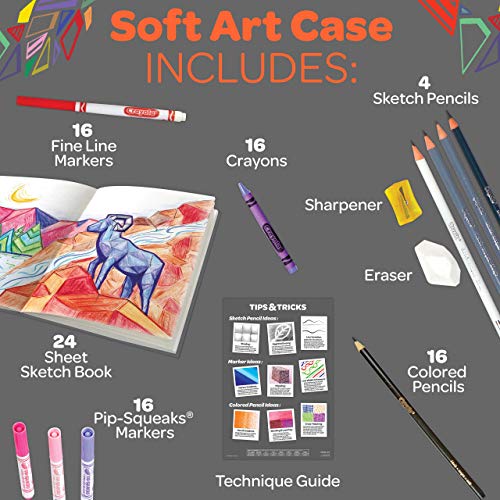 Crayola Sketch & Color (70pcs), Art Kit for Kids, Includes Coloring Kit, Art Case & Sketch Book, Gifts for Kids Ages 8+