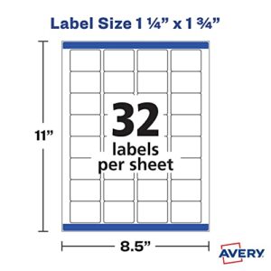 Avery Printable Blank Rectangle Labels, 1.25" x 1.75", White, 256 Customizable Labels (22828)