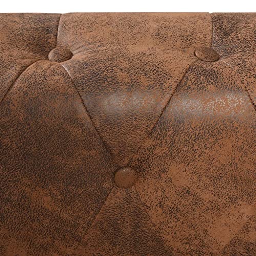 vidaXL Chesterfield Corner Sofa 6-Seater Home Living Room Sofa Loveseat Chaise Longue Faux Leather Brown