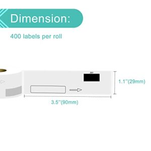 NineLeaf (5 Roll /400 Labels per Roll) Die-Cut Standard Address Labels with Cartridge Compatible for Brother DK-1201 DK1201 29mm x 90mm (1-1/7" x 3-1/2") White Paper use in QL Label Printers