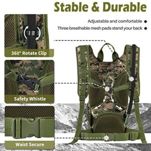 Gelindo Military Tactical Hydration Backpack with 2L Water Bladder Light Weight, MOLLE Tactical Assault Pack for Hiking Biking Running Walking Climbing Outdoor Travel(ACU-Green)