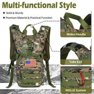 Gelindo Military Tactical Hydration Backpack with 2L Water Bladder Light Weight, MOLLE Tactical Assault Pack for Hiking Biking Running Walking Climbing Outdoor Travel(ACU-Green)