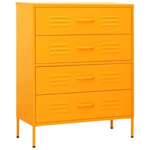 vidaxl chest of drawers home indoor living room bedroom side drawer storage cabinet with levellers sideboard furniture mustard yellow steel