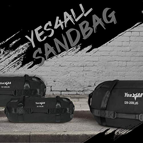 Yes4All Workout Sandbags, Heavy Duty Sandbags for Fitness, Conditioning, MMA & Combat Sports - Black - M