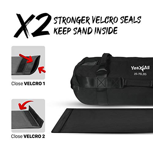 Yes4All Workout Sandbags, Heavy Duty Sandbags for Fitness, Conditioning, MMA & Combat Sports - Black - M