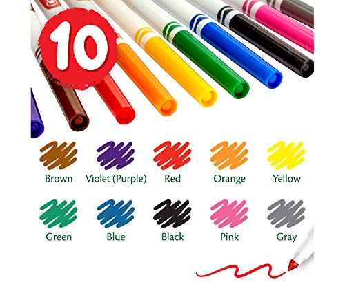 Crayola Fine Line Markers Bulk, School Supplies for Kids, 12 Marker Packs with 10 Colors, Multi